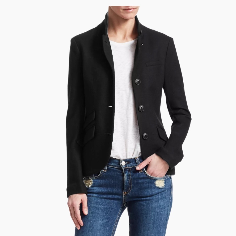 NEW RAG AND BONE Women’s Slade Wool Blazer, Button-Up Jacket, Black, Size 0